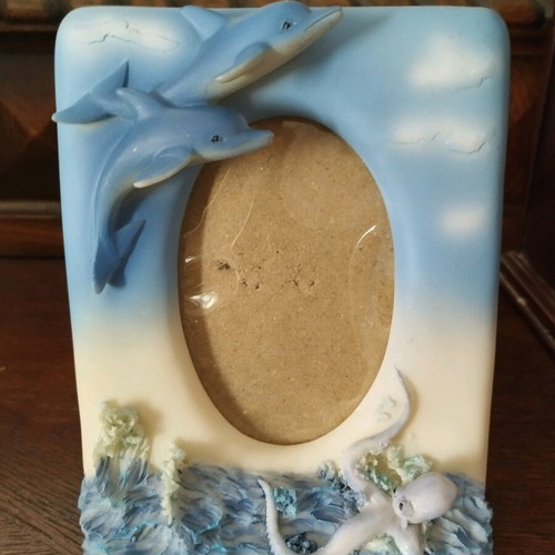 Photo frame used with sea theme dolphins and octopus 11.5x14.5 cm