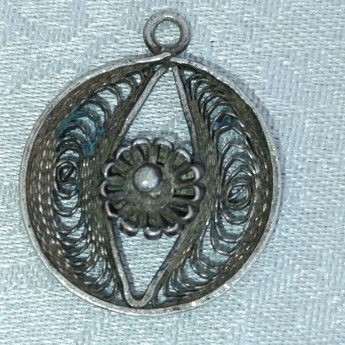 Antique silver pendant used, gray