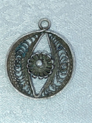 Antique silver pendant used, gray