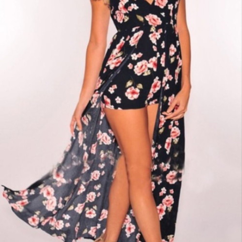 Floral Maxi Romper Dress like new, colorful, size S