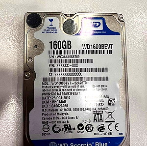 Western Digital WD1600BEVT SATA Hard Drive   160GB