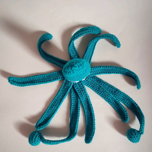Amigurumi knitted squid doll new, petrol blue