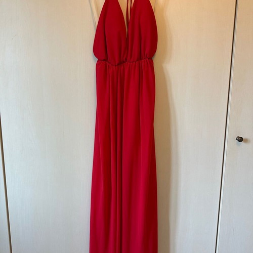 Long red backless dress like new, one size