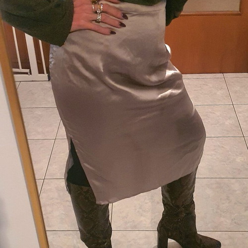Satin midi skirt Zara new, silver-grey, size L