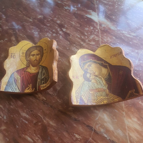 Religious ceramic icons, set of 2