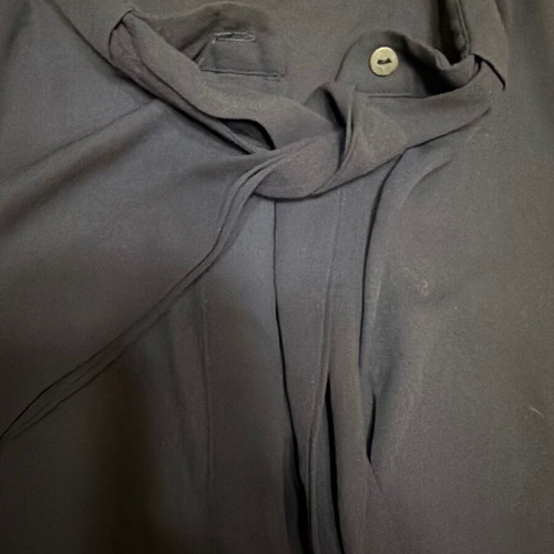 Mango short-sleeve shirt like new, navy blue with neck ribbon
