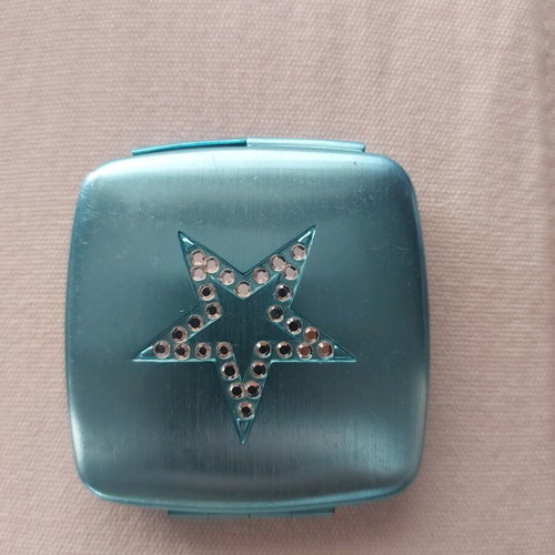 Square bag mirror like new, blue with star decoration