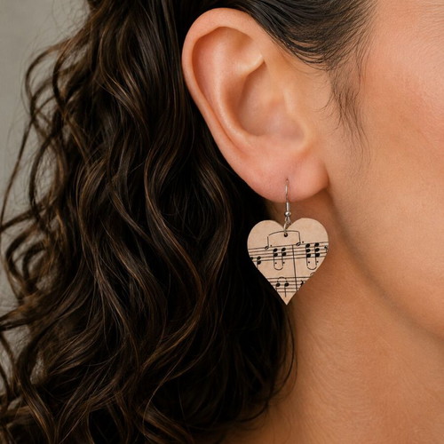 Wooden handmade earrings hearts