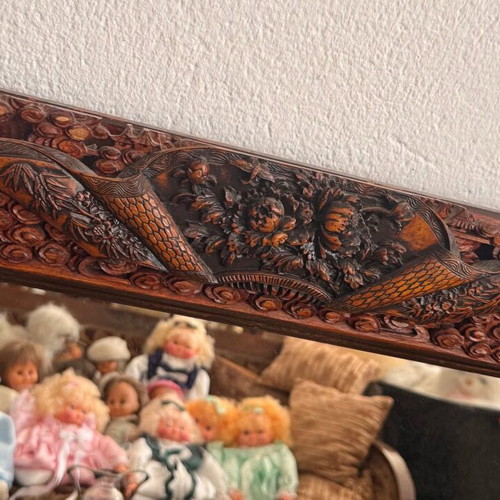 Carved Handmade Mirror used, Asian style wood 100x70x4.5 cm