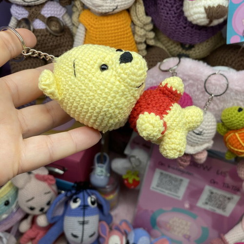 Winnie the Pooh Crochet Keychain New, Yellow