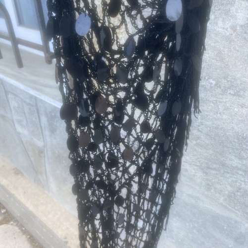 Decoro beach pareo with fringes, black, new