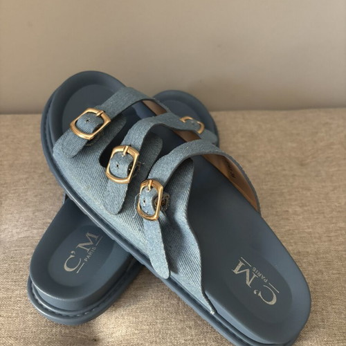 Denim slippers new, size 39 fitting 38, blue