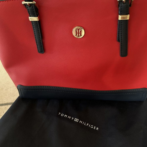 Tommy Hilfiger tote bag shoulder, like new, red and blue