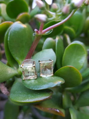 Steel earrings with yellow stone used