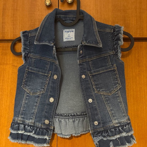 Mayoral sleeveless denim jacket size 116 for girls 5-6 years
