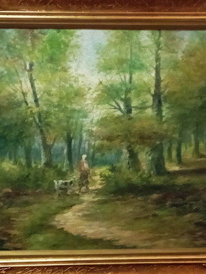 Oil painting Charalampos Palaiologos with heavy frame signed