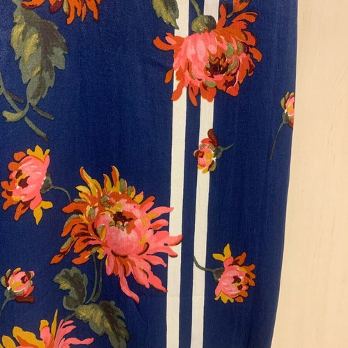 Zara dress used, long satin navy blue with colorful flowers