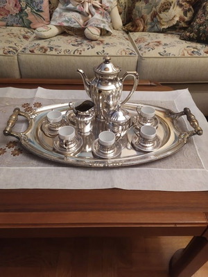 Complete vintage coffee and tea set with tray