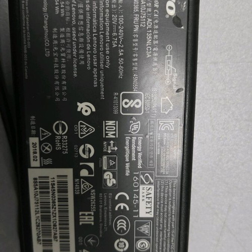Lenovo power adapter 135watt used without 3-pin cable 20v 6.75a