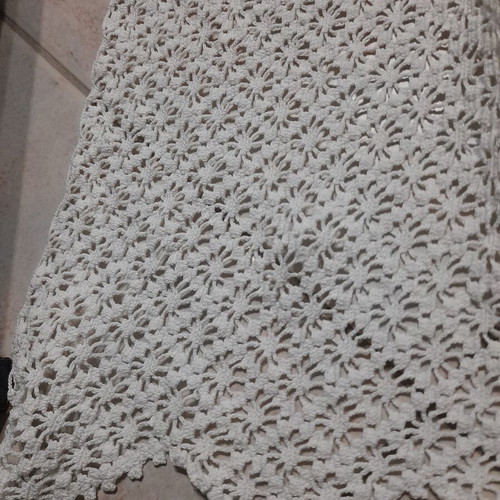 Curtain handmade with lace, like new, white fabric 150x135 cm