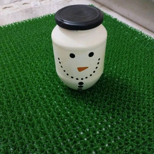 Snowman Glass Jar Hand Painted New