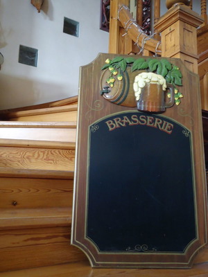 Old beer bar chalkboard used, wooden