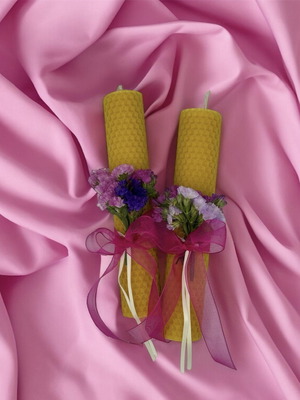 Handmade candles from natural beeswax with flowers new