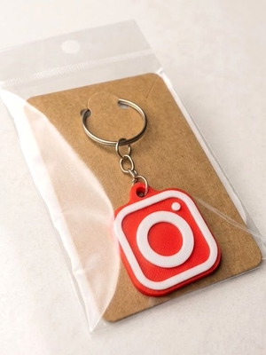 3D-Printed Instagram Keychain with NFC Chip made to order, multicolor