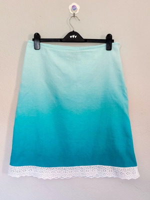 Φούστα mini ombre τυρκουάζ με δαντέλα H&M σαν καινούργιο