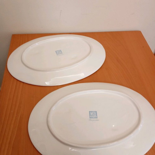 Porcelain platters MSA Home Collection new, with fish designs, set of 2