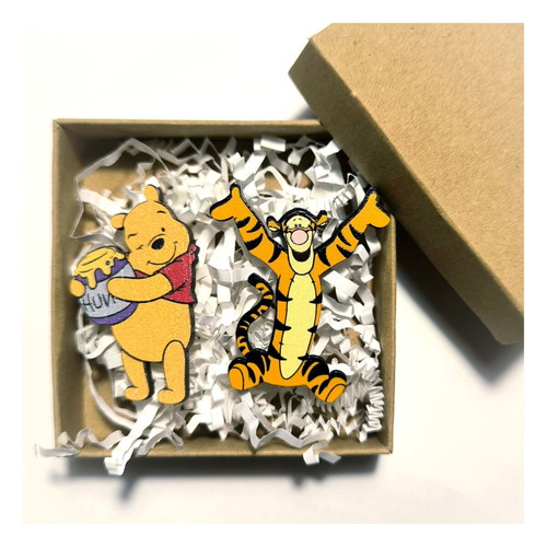 Winnie The Pooh & Tiger wooden handmade earrings new
