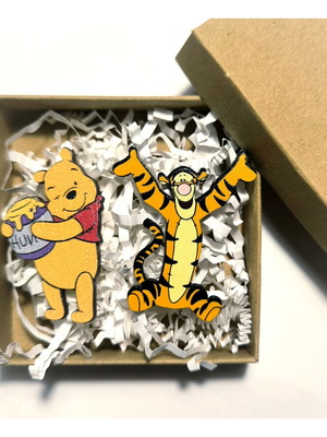 Σκουλαρίκια Winnie The Pooh & Tiger ξύλινα χειροποίητα νέα