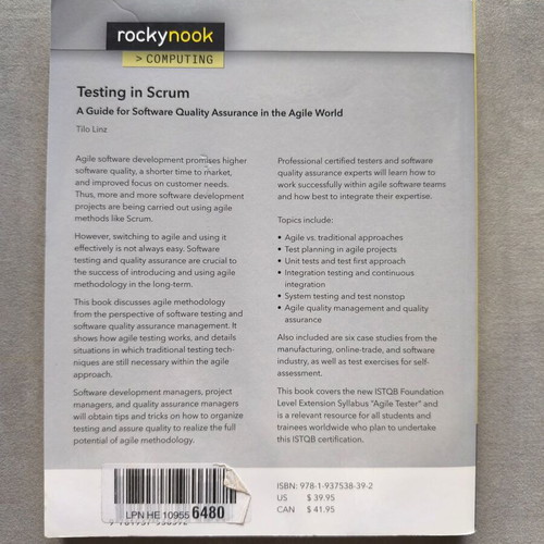 Testing in Scrum book like new, English