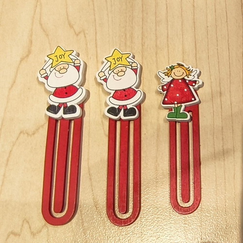 Christmas decorative bookmarks new, set of 3 wooden