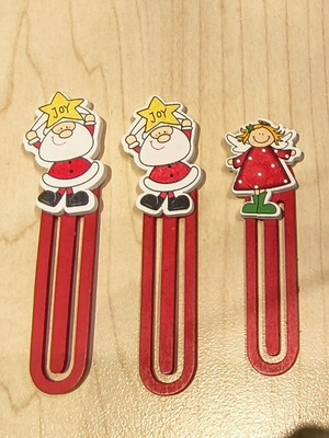 Christmas decorative bookmarks new, set of 3 wooden