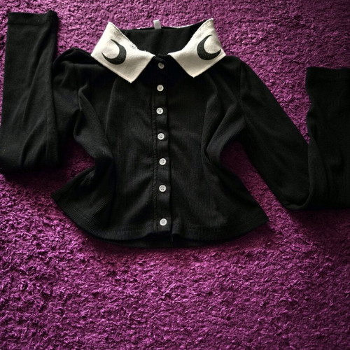Crop top Alien Baby used, A-Style, size S, black and white