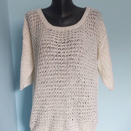H&M women's loose knit tunic, white, oversized