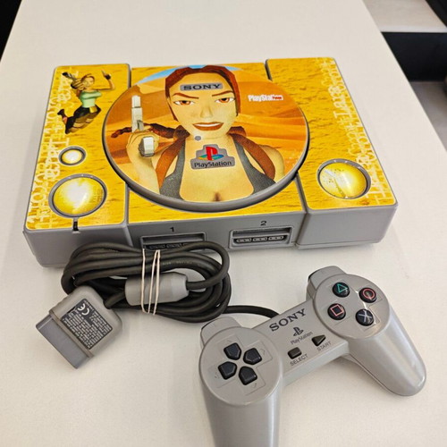 Sony PS1 with modchip used, with original controller and cables