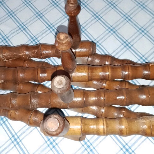 Vintage triptych coat rack 1940s, like new, brown wood 80x25