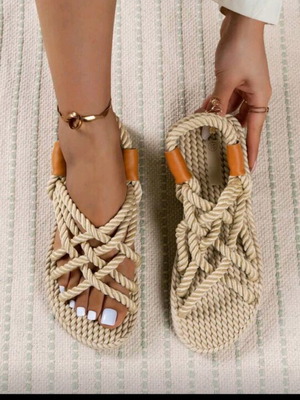 Woven sandals and platforms like new, size 40, beige and brown