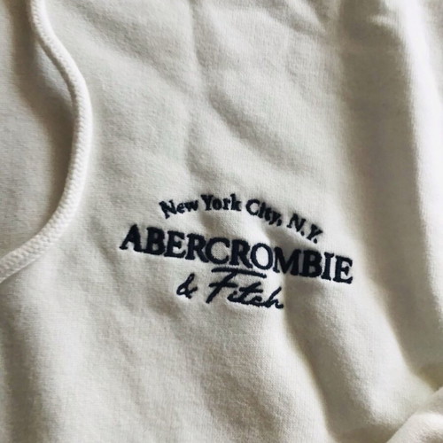 Abercrombie & Fitch white embroidered crop hoodie new with tags, size XXS