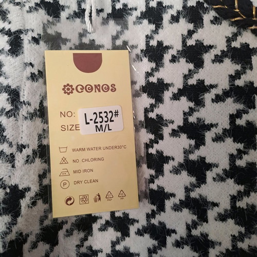 CONOS cardigan new with tags, black and white houndstooth, M/L