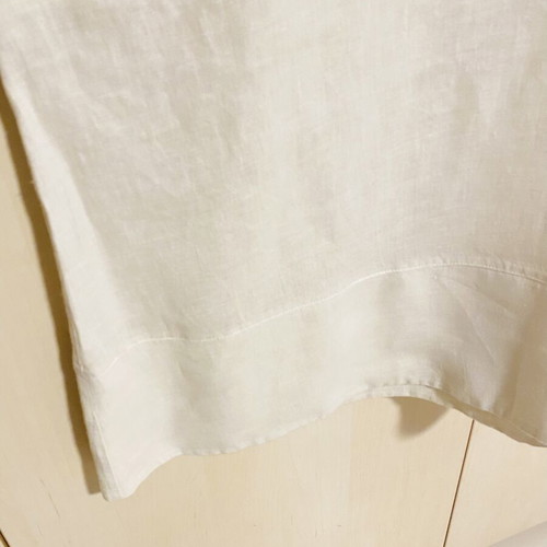 Mariluna Linen Long Dress New, White with Gold-Brown Details