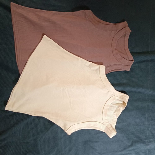 Shein sleeveless tops like new, ribbed knit, beige and brown, size S