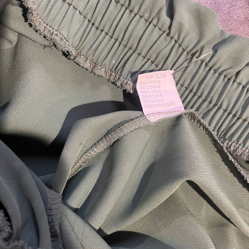 Viscose pants XL like new, dark green, high waist with elastic and drawstring