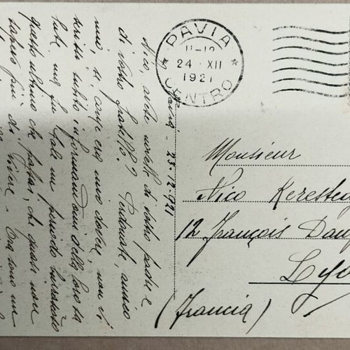 Rare 1921 postcard used with sea scene and Dante verses