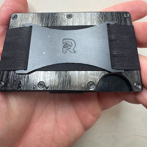 Ridge Wallet Black Damascus used, card holder with durable steel