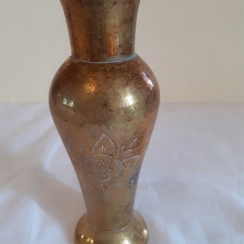 Antique brass vase from India used, 14 cm
