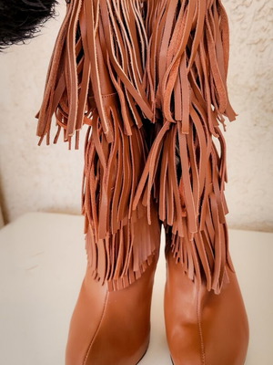 Brazilian leather boots with fringes used, tan size 38