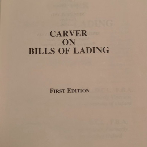 Carver on Bills of Lading professional book new